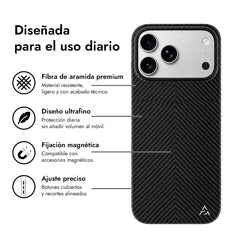 AIRITY Funda Ink-Dark Eastern de Fibra de Aramida para iPhone 17 Pro Compatible con MagSafe, Space Black