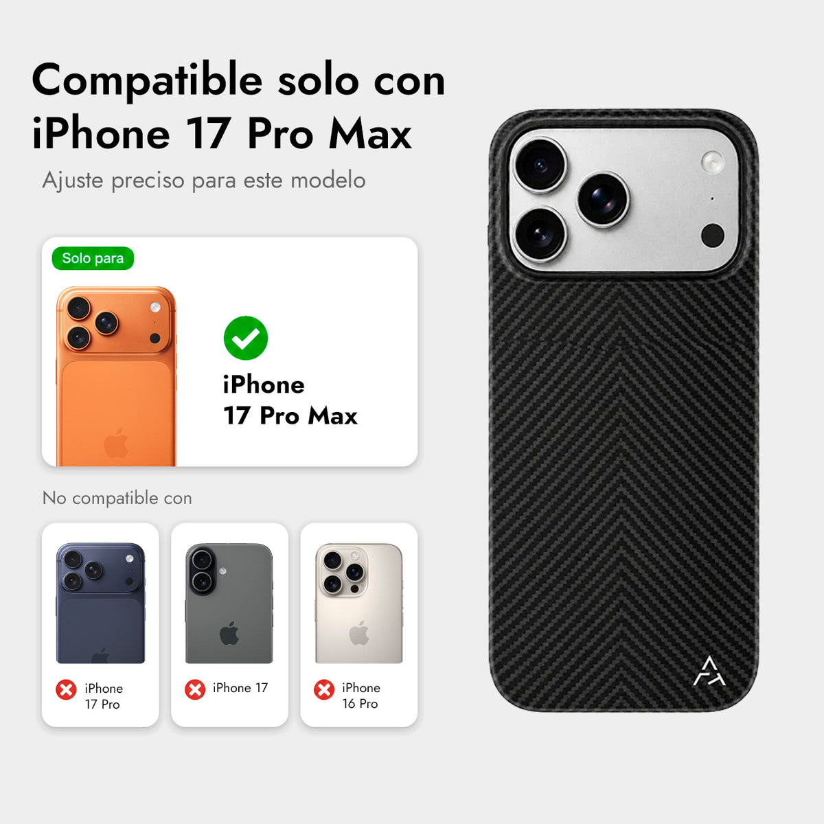 AIRITY Funda Ink-Dark Eastern de Fibra de Aramida para iPhone 17 Pro Max/18 Pro Max Compatible con MagSafe, Space Black