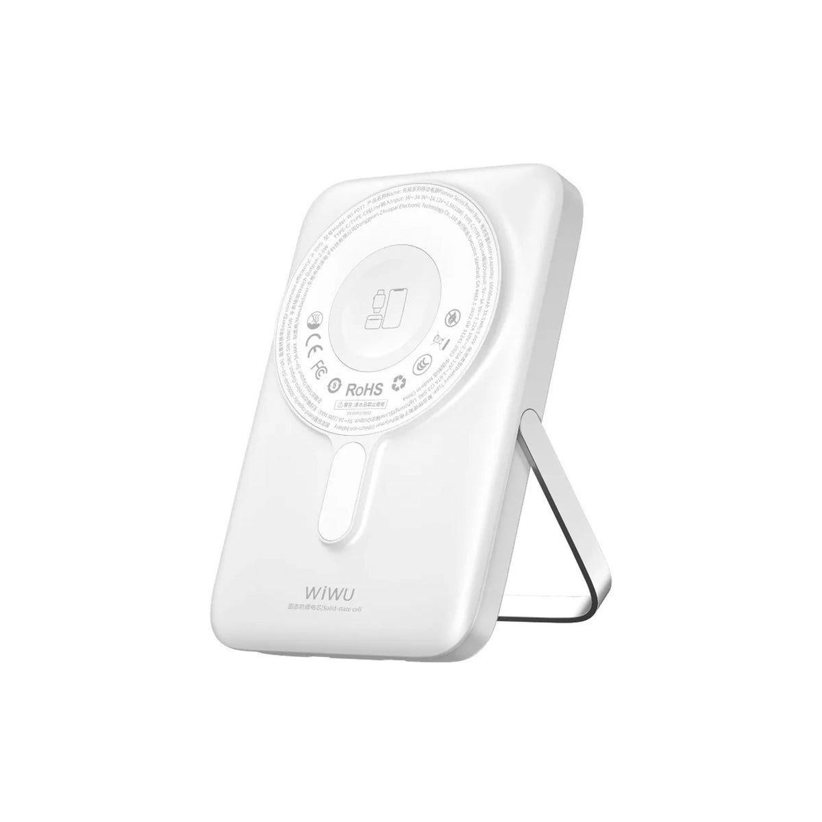 WIWU Power Bank Magnética Pioneer 3 en 1 10000mAh Compatible con MagSafe con Soporte, Blanco