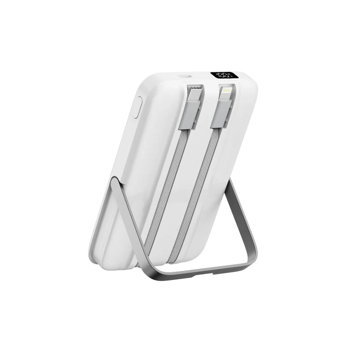WIWU Power Bank Magnética Pioneer 3 en 1 10000mAh Compatible con MagSafe con Soporte, Blanco