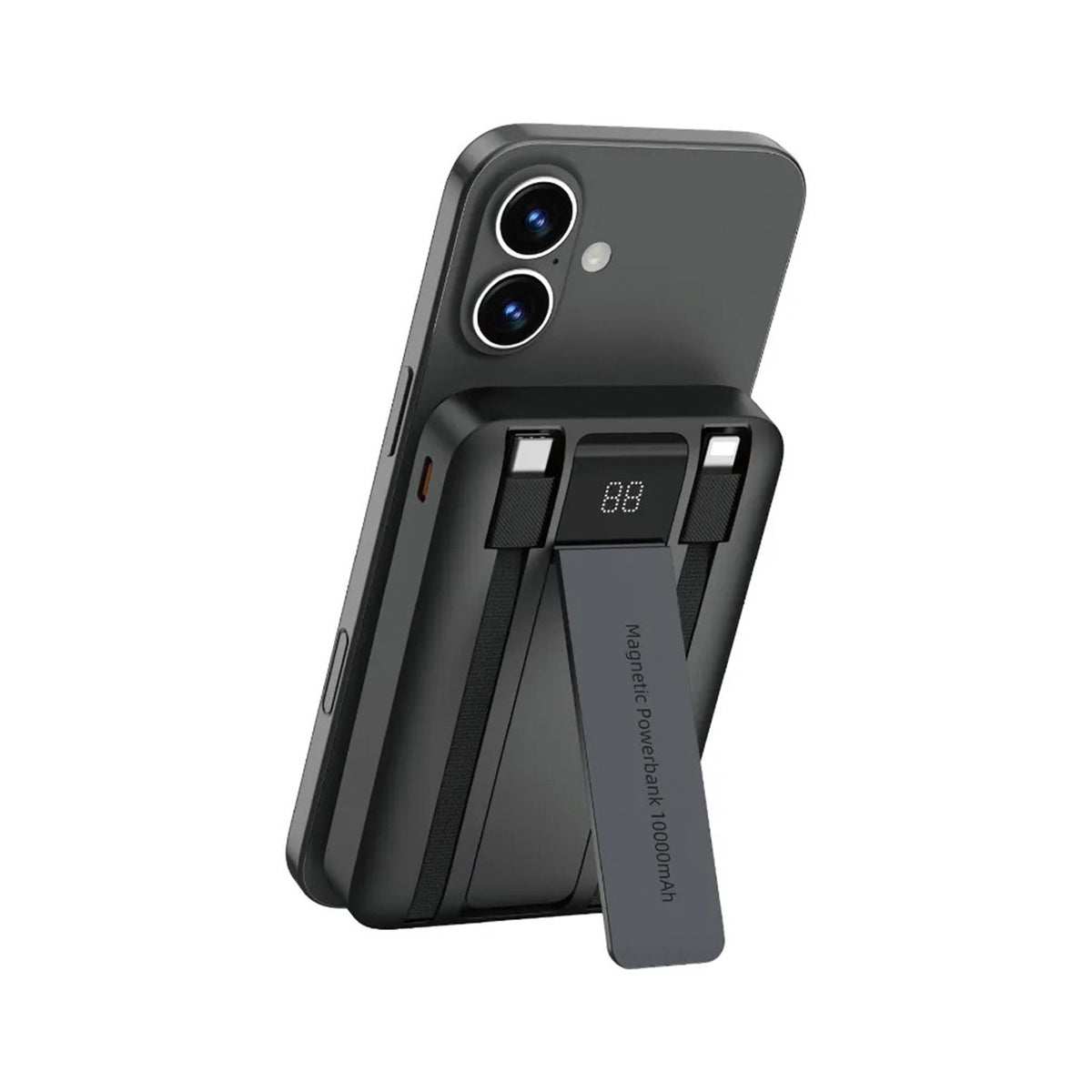 WIWU Power Bank Duke 10000mAh 22,5W con Cables USB-C y Lightning Integrados, Negro