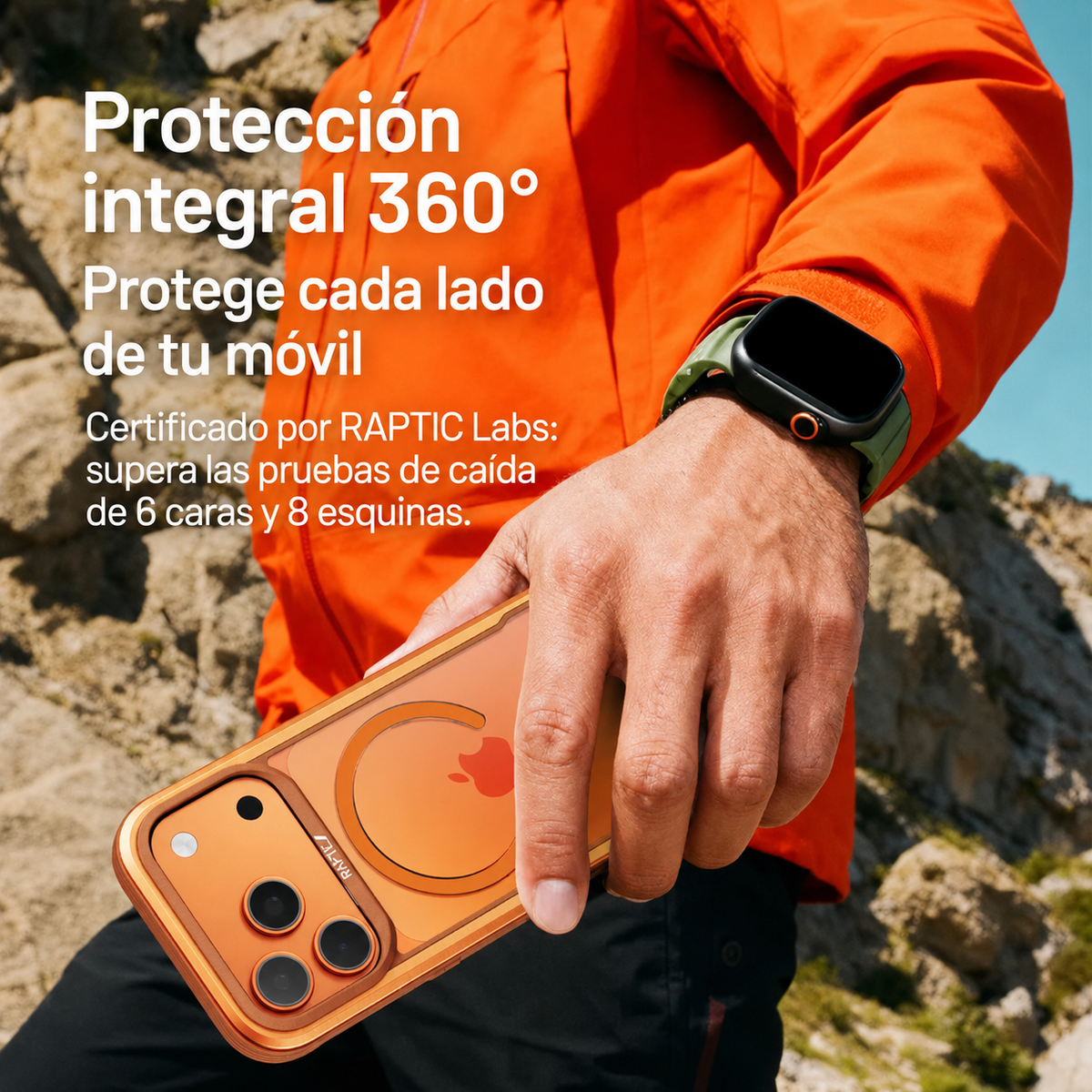 RAPTIC Funda Shield Classic para iPhone 17 Pro Max/18 Pro Max Compatible con MagSafe, Naranja