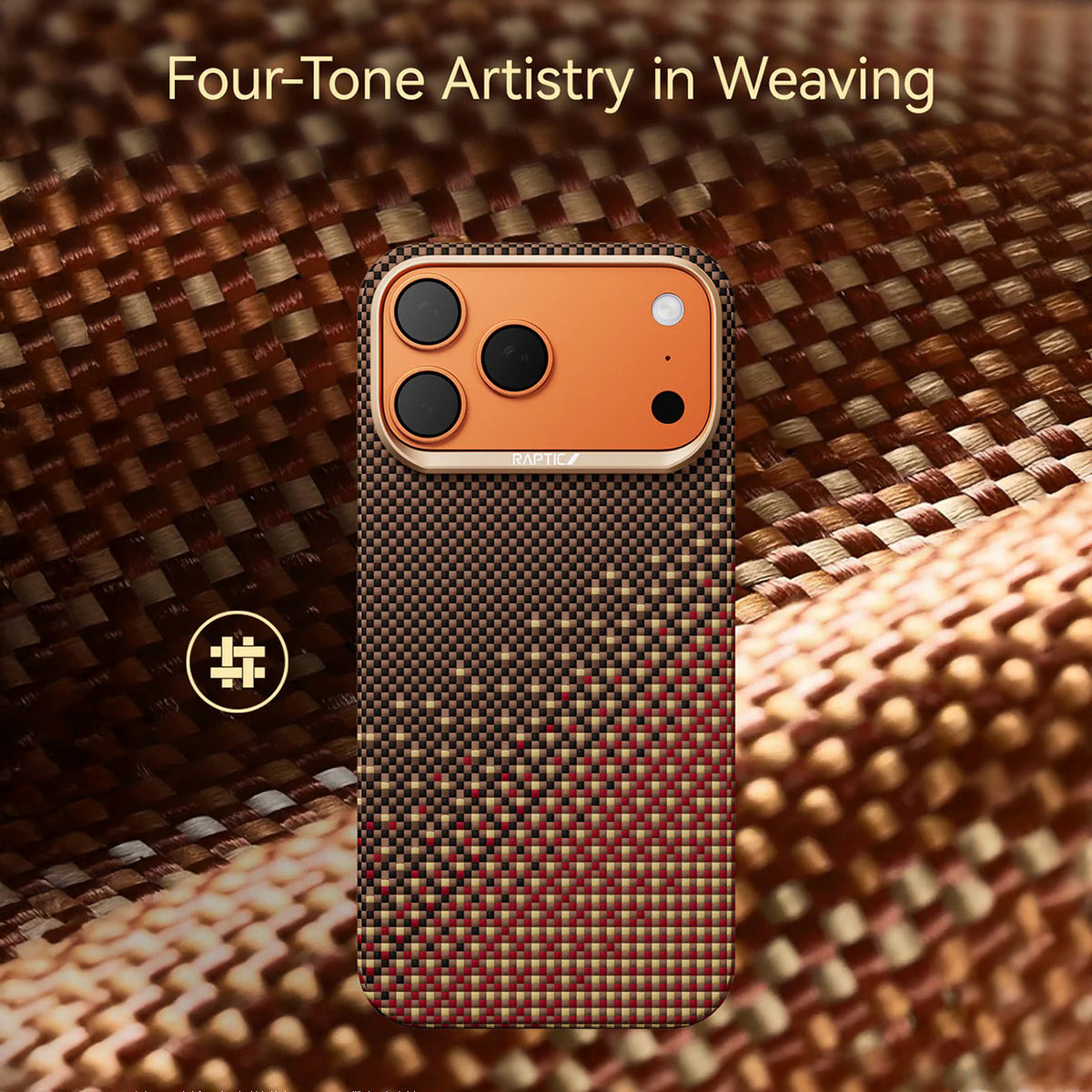RAPTIC Case for iPhone 17 Pro - Skin Serenity Amber Aramid Fiber Cover, Protection and Precise Fit