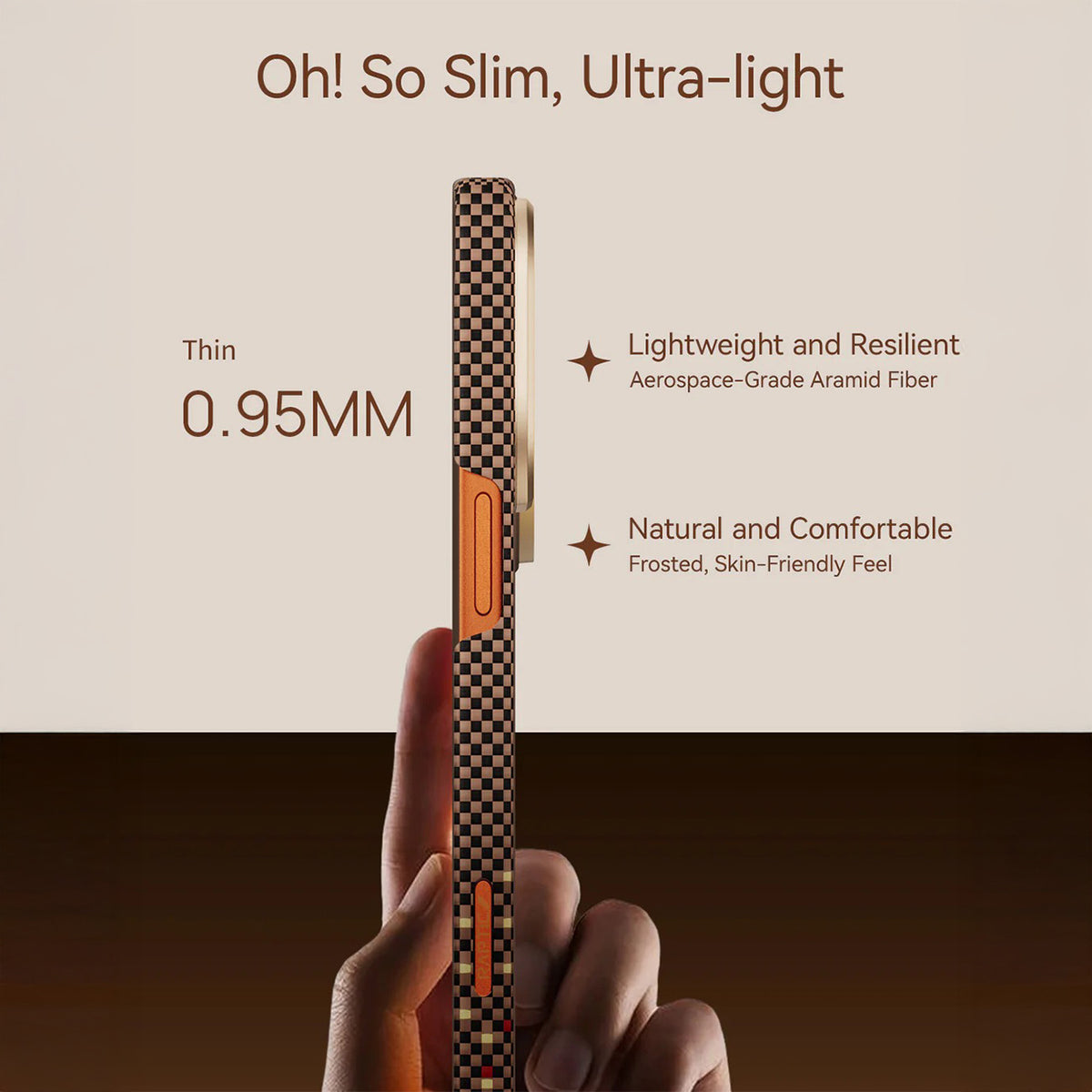RAPTIC Case for iPhone 17 Pro - Skin Serenity Amber Aramid Fiber Cover, Protection and Precise Fit