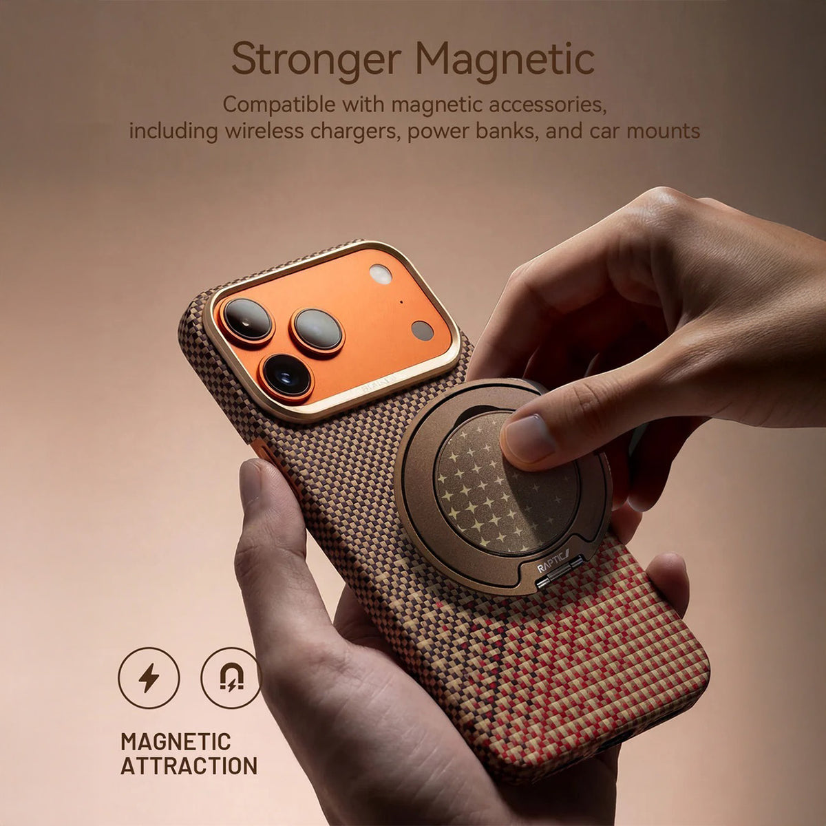 RAPTIC Case for iPhone 17 Pro - Skin Serenity Amber Aramid Fiber Cover, Protection and Precise Fit