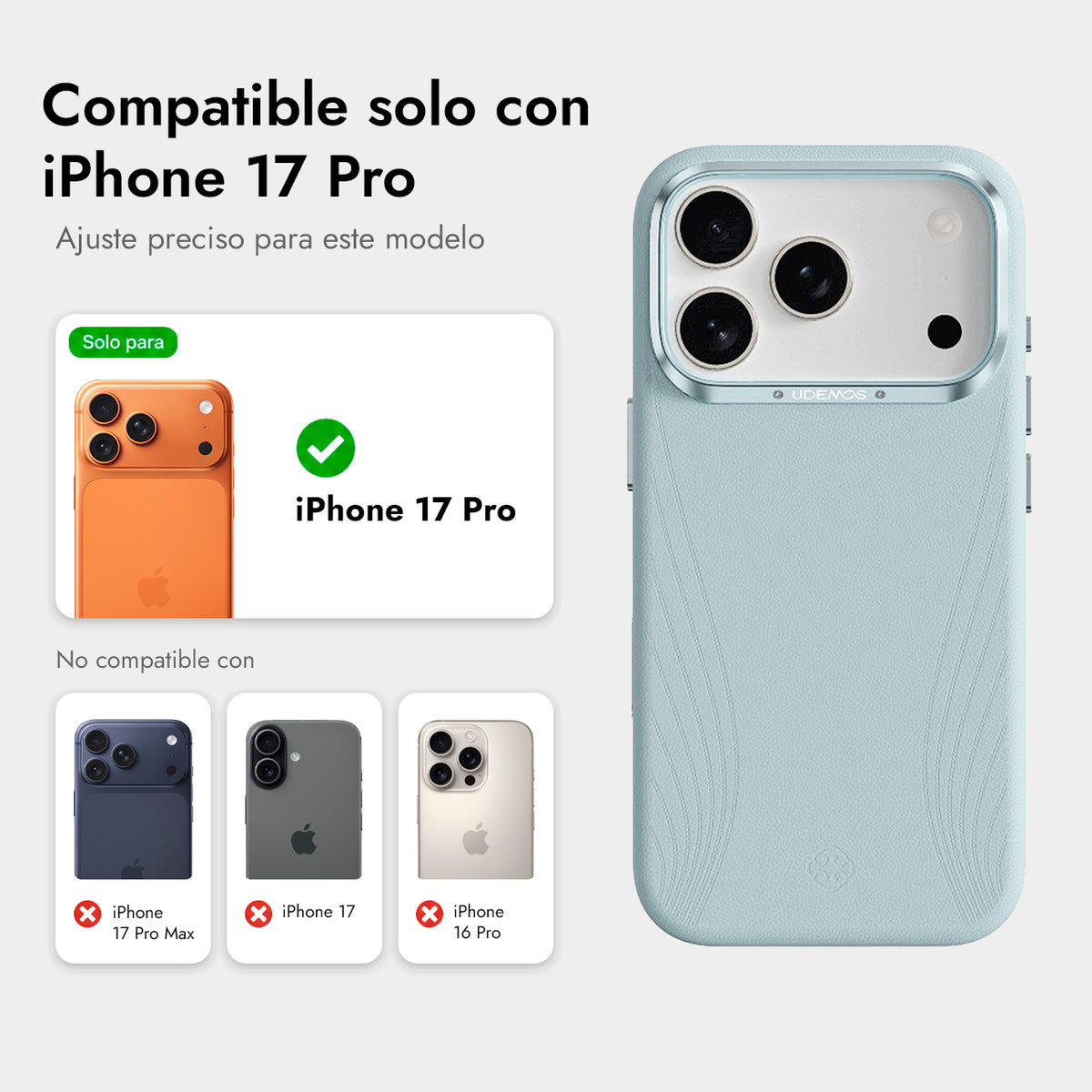 UDEMOS iPhone 17 Pro Case – MagSafe Compatible Freedom Blue Cover, Protection and Precise Fit