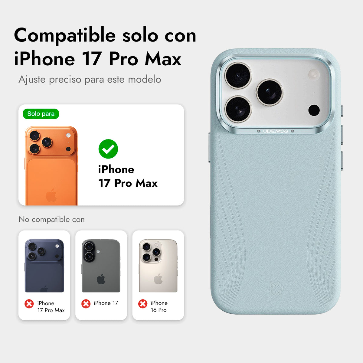 UDEMOS iPhone 17 Pro Max Case - Compatible with MagSafe Freedom Blue, Protection and Precise Fit