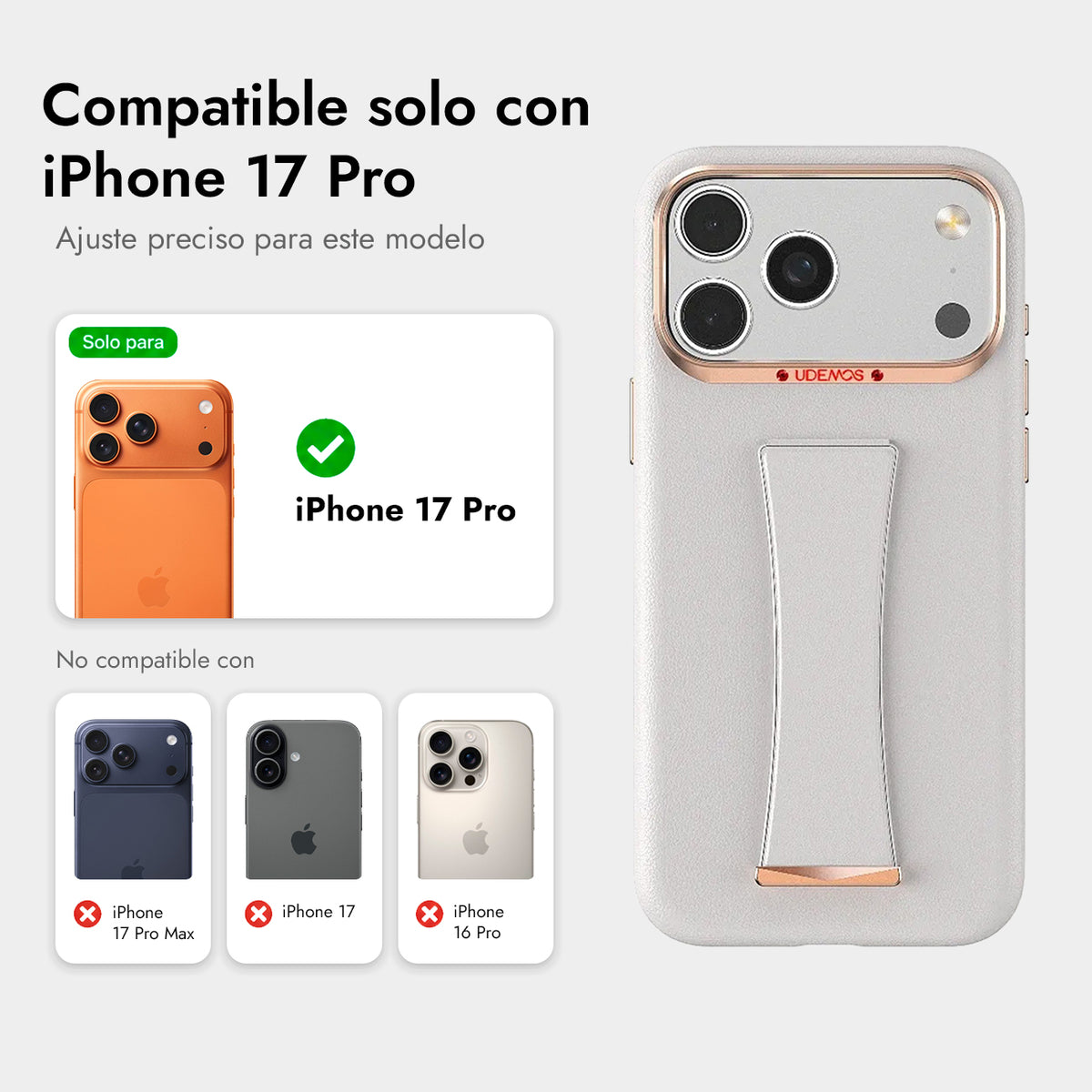 UDEMOS Funda Independence para iPhone 17 Pro/18 Pro Compatible con MagSafe, Blanca