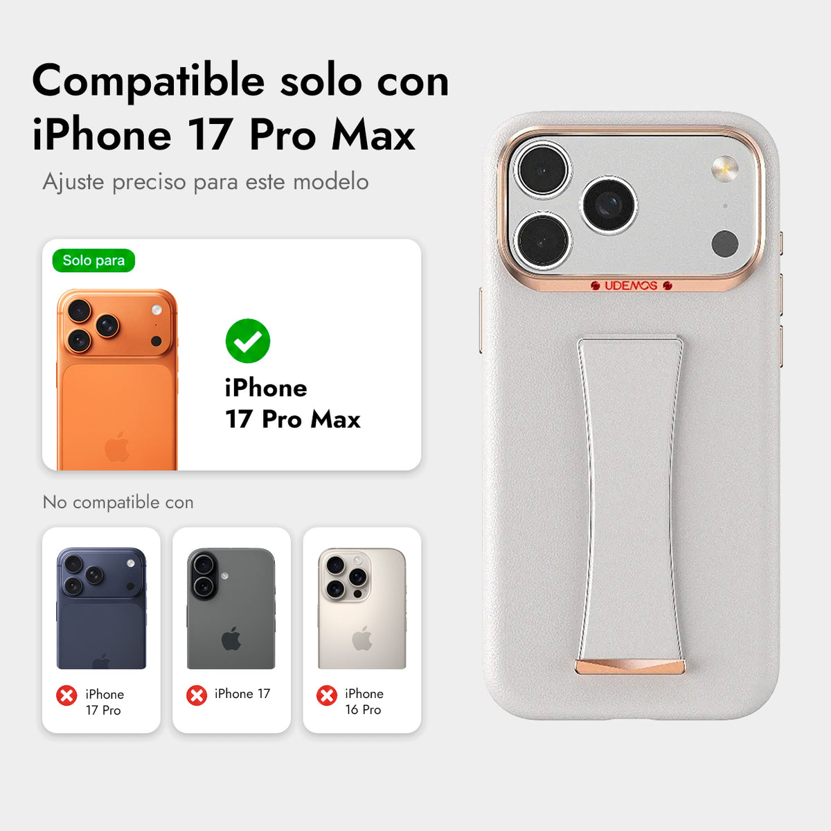 UDEMOS Funda Independence para iPhone 17 Pro Max/18 Pro Max Compatible con MagSafe, Blanca