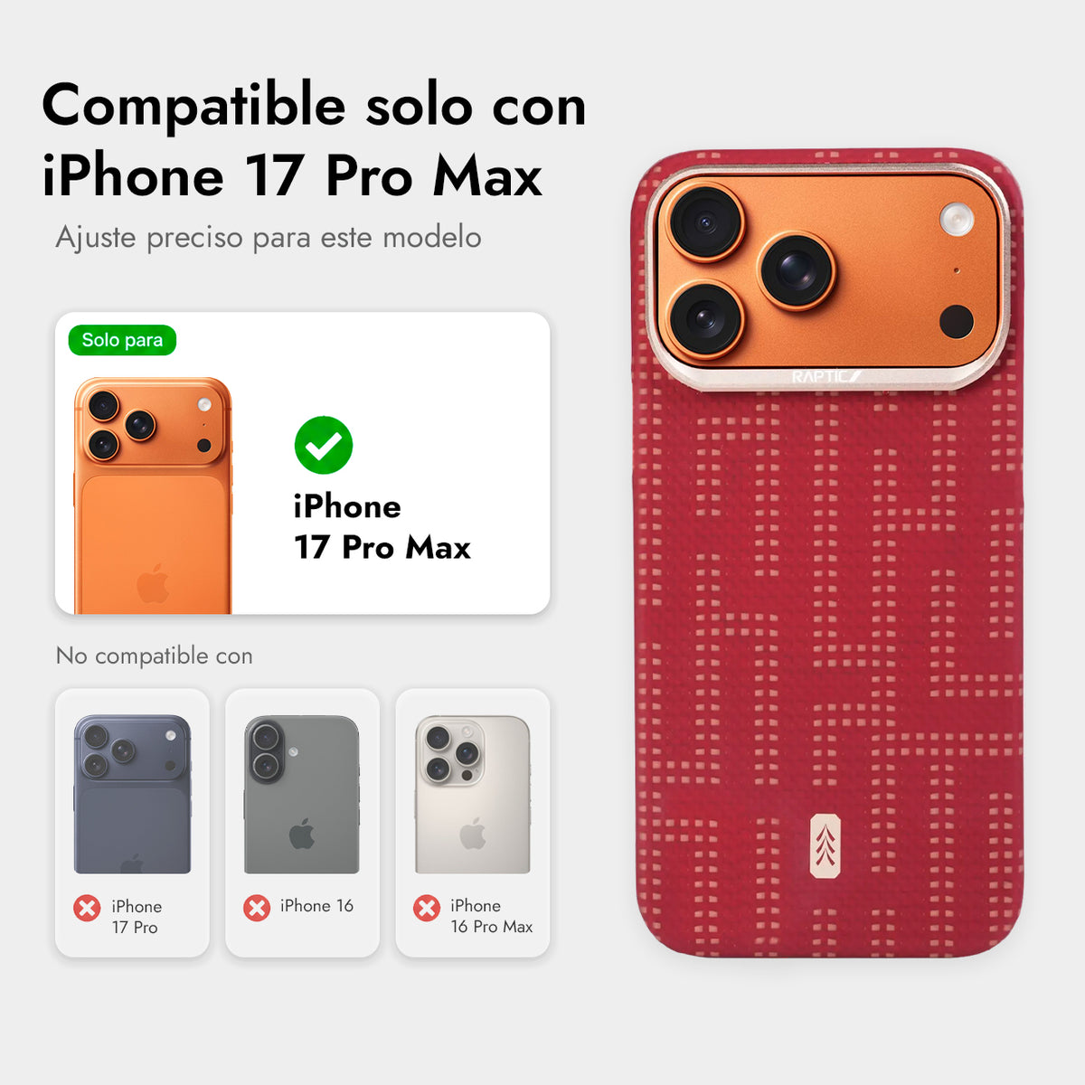 RAPTIC Case for iPhone 17 Pro Max - Aramid Fiber Skin Grid Glory Cover, Protection and Precise Fit