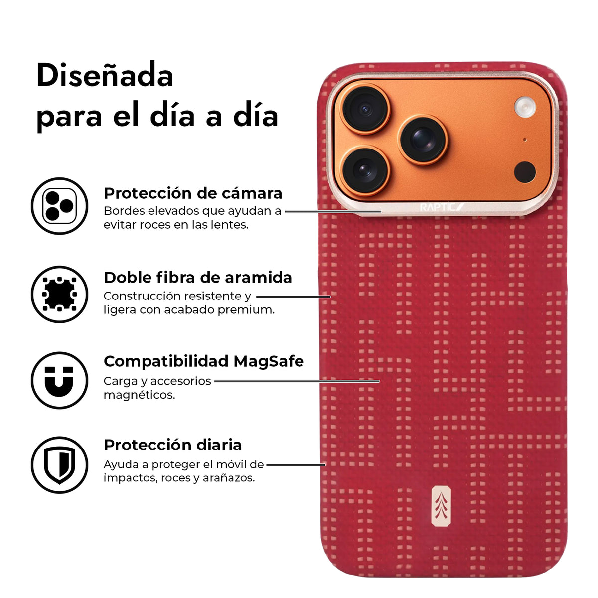RAPTIC Case for iPhone 17 Pro Max - Aramid Fiber Skin Grid Glory Cover, Protection and Precise Fit