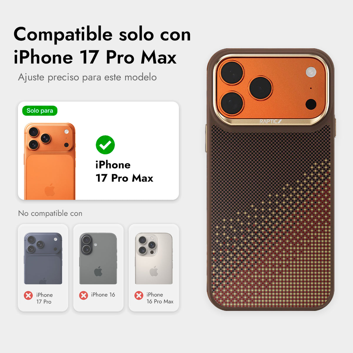 RAPTIC Funda Dual de Fibra de Aramida para iPhone 17 Pro Max/18 Pro Max Compatible con MagSafe, Serenity Amber
