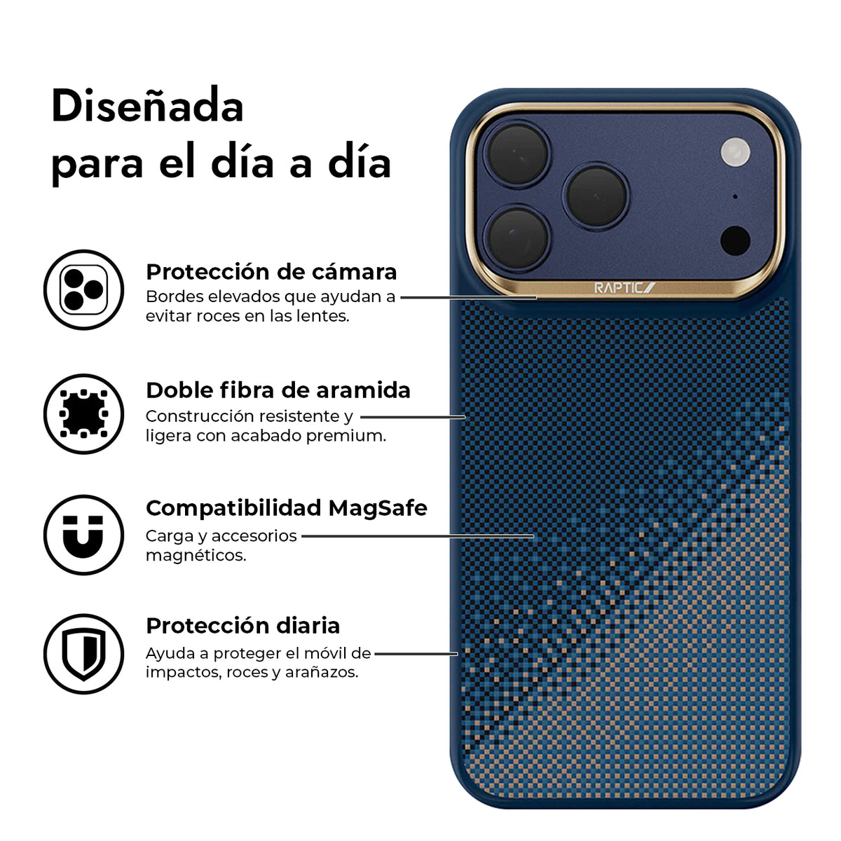 RAPTIC Funda Dual de Fibra de Aramida para iPhone 17 Pro Max/18 Pro Max Compatible con MagSafe, Serenity Emerald
