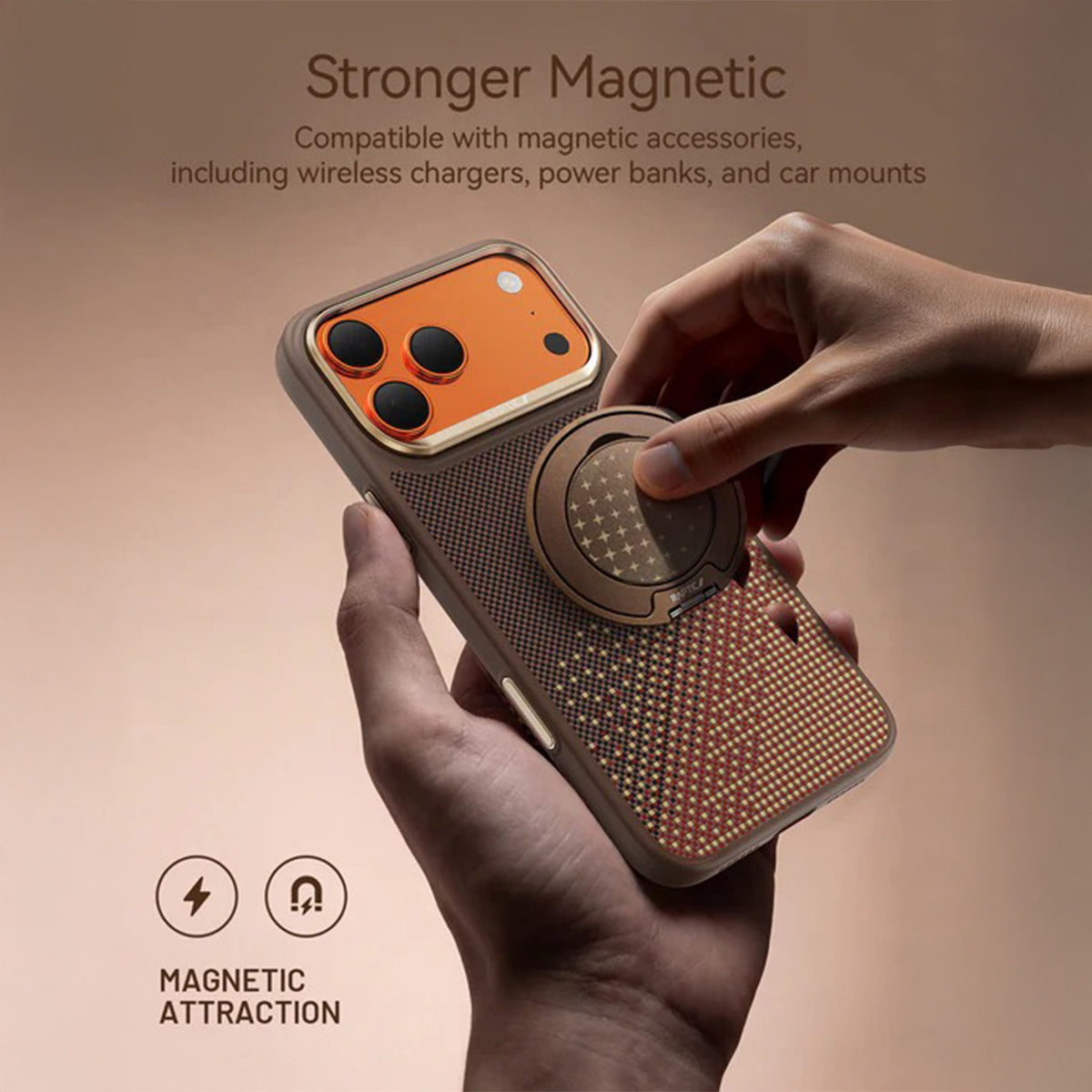 RAPTIC Funda Dual de Fibra de Aramida para iPhone 17 Pro/18 Pro Compatible con MagSafe, Serenity Amber