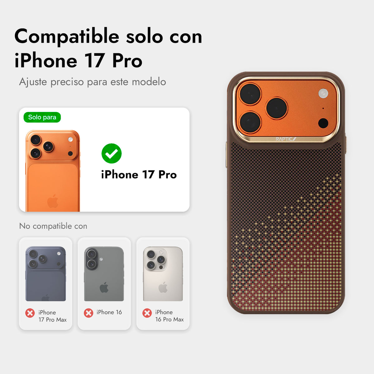 RAPTIC Funda Dual de Fibra de Aramida para iPhone 17 Pro/18 Pro Compatible con MagSafe, Serenity Amber