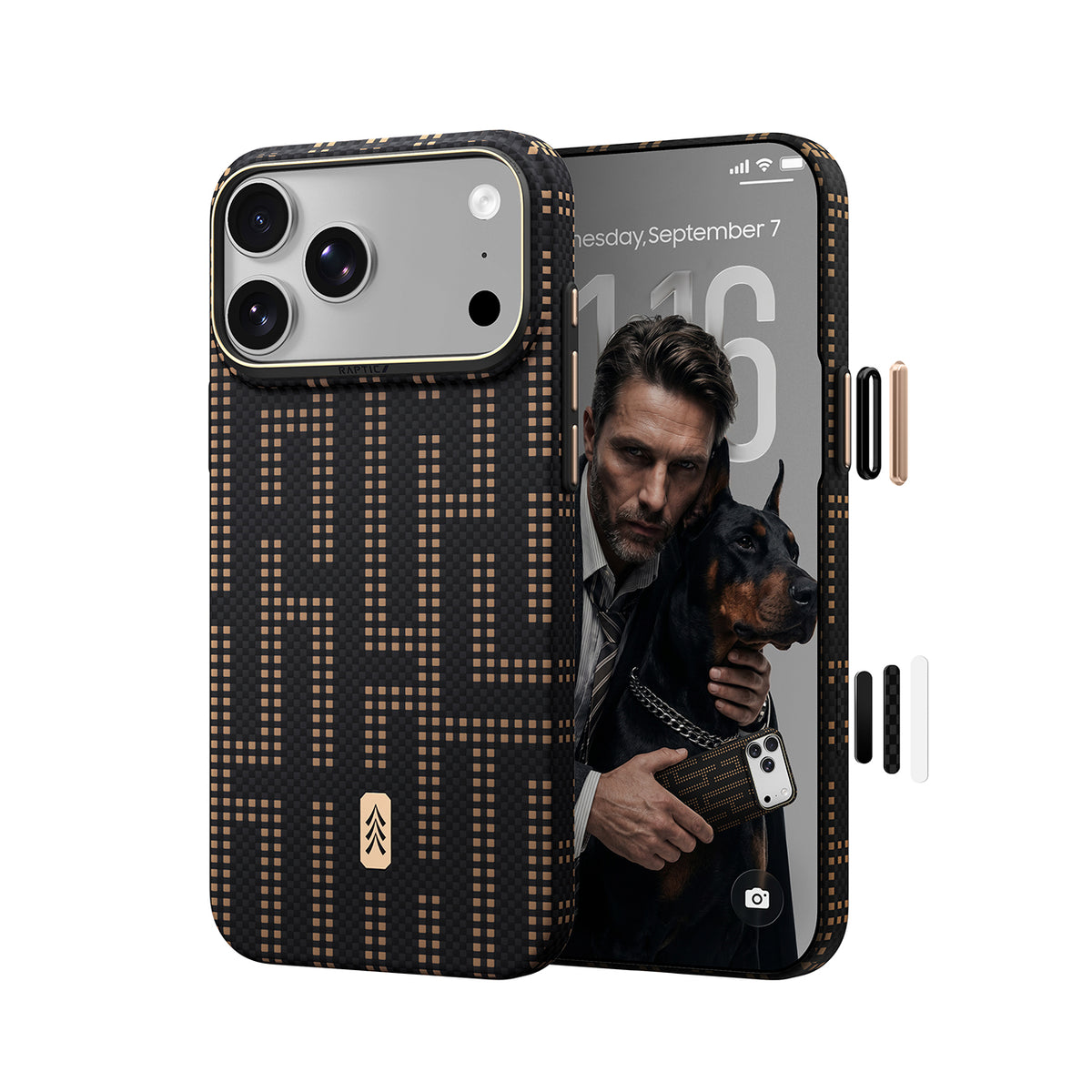 RAPTIC Funda Skin de Fibra de Aramida para iPhone 18 Pro Compatible con MagSafe, Grid Valor