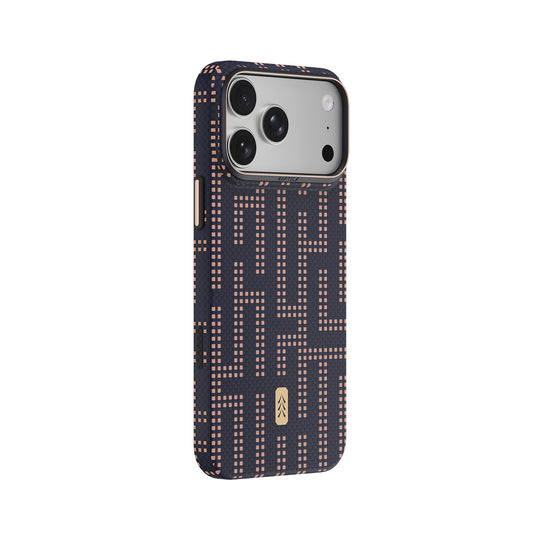 RAPTIC Funda Skin de Fibra de Aramida para iPhone 18 Pro Max Compatible con MagSafe, Grid Wisdom
