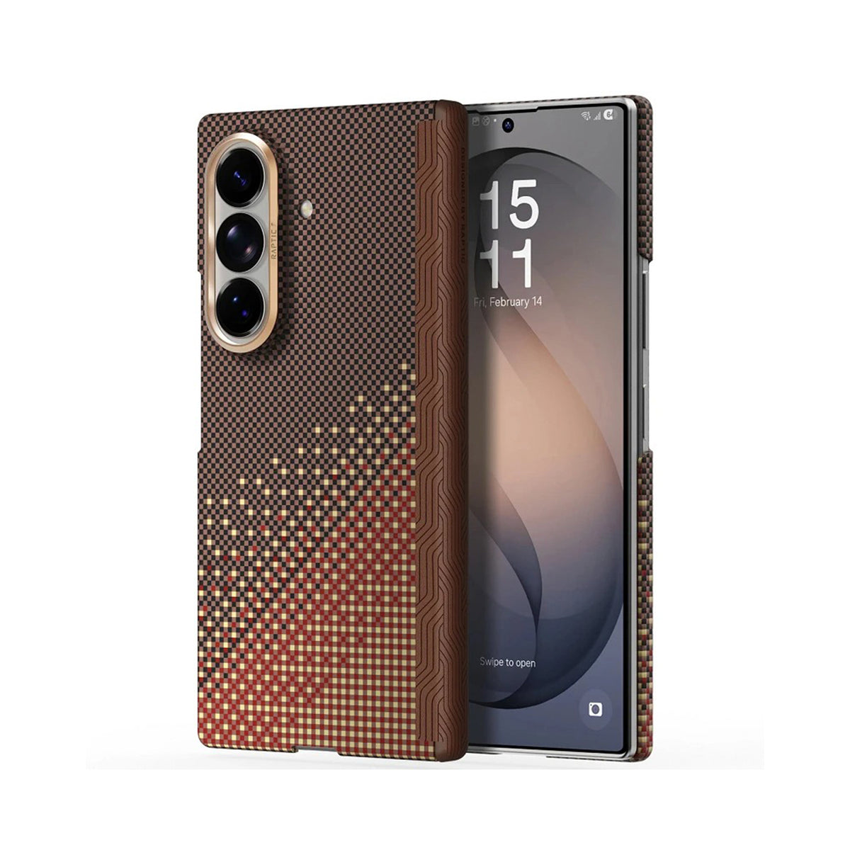 RAPTIC Funda Skin-Pro de Fibra de Aramida para Galaxy Z Fold 8 Ultra con Anillo Magnético, Serenity Amber