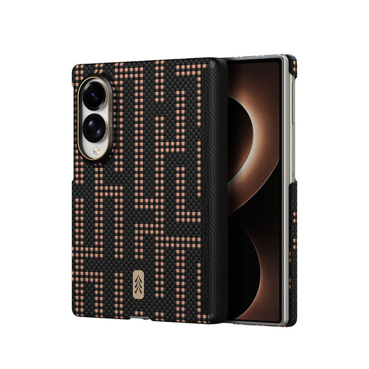 RAPTIC Funda Skin-Pro de Fibra de Aramida para Galaxy Z Fold 8 con Anillo Magnético, Grid Valor