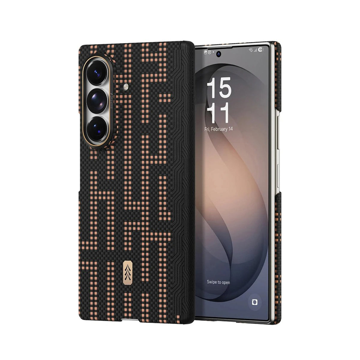 RAPTIC Funda Skin-Pro de Fibra de Aramida para Galaxy Z Fold 8 Ultra con Anillo Magnético, Grid Valor