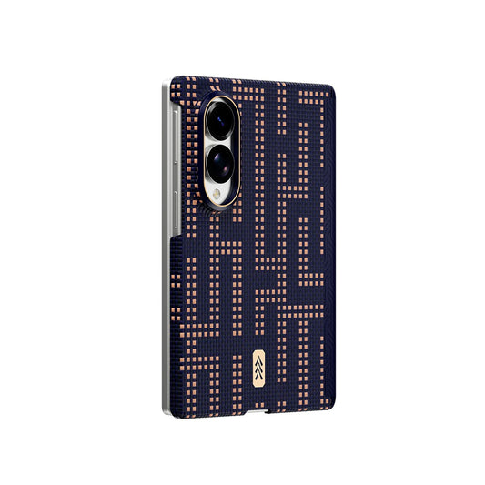 RAPTIC Funda Skin-Pro de Fibra de Aramida para Galaxy Z Fold 8 con Anillo Magnético, Grid Wisdom