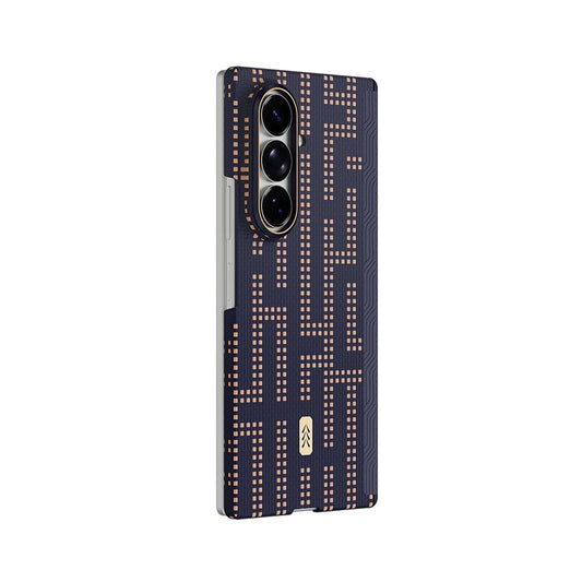 RAPTIC Funda Skin-Pro de Fibra de Aramida para Galaxy Z Fold 8 Ultra con Anillo Magnético, Grid Wisdom