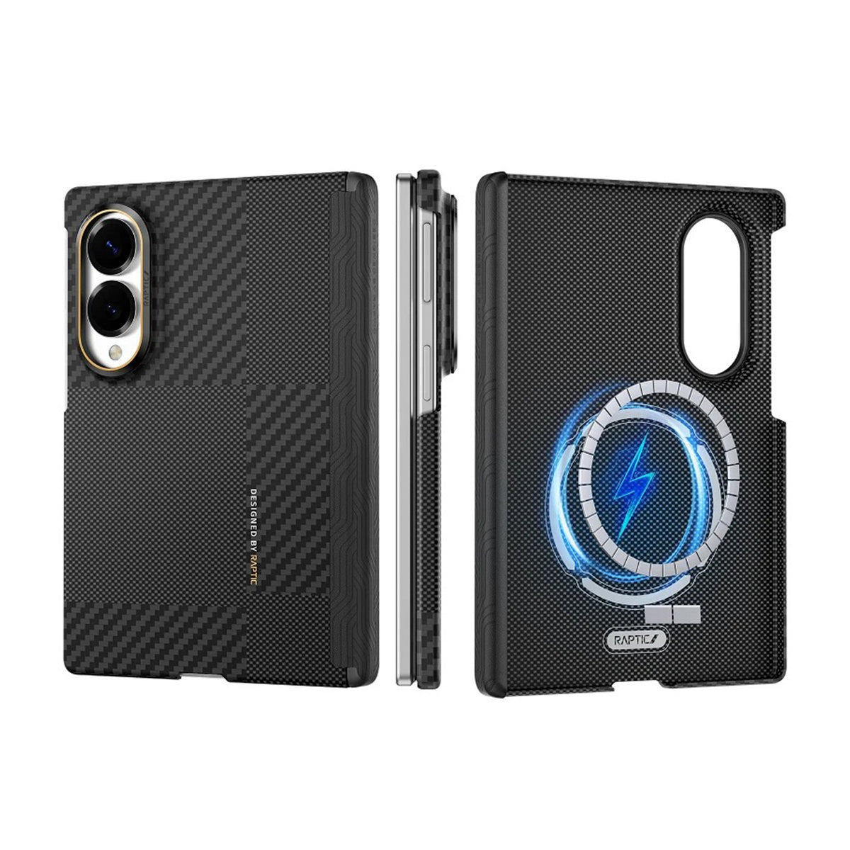 RAPTIC Funda Skin-Pro de Fibra de Aramida para Galaxy Z Fold 8 con Anillo Magnético, Mondrian