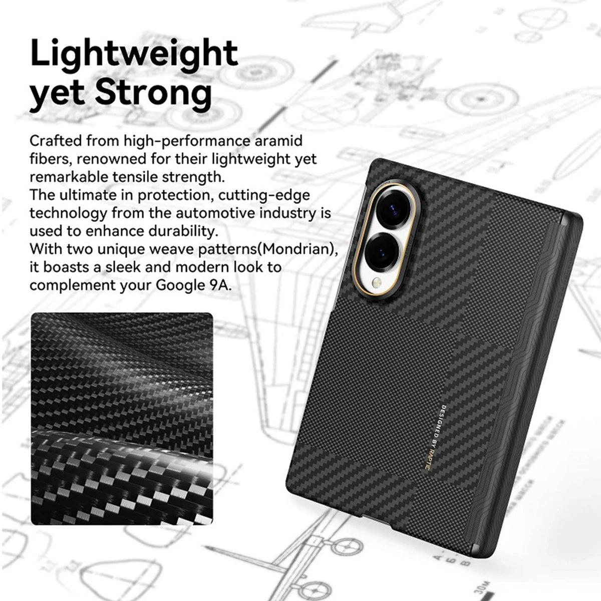 RAPTIC Funda Skin-Pro de Fibra de Aramida para Galaxy Z Fold 8 con Anillo Magnético, Mondrian