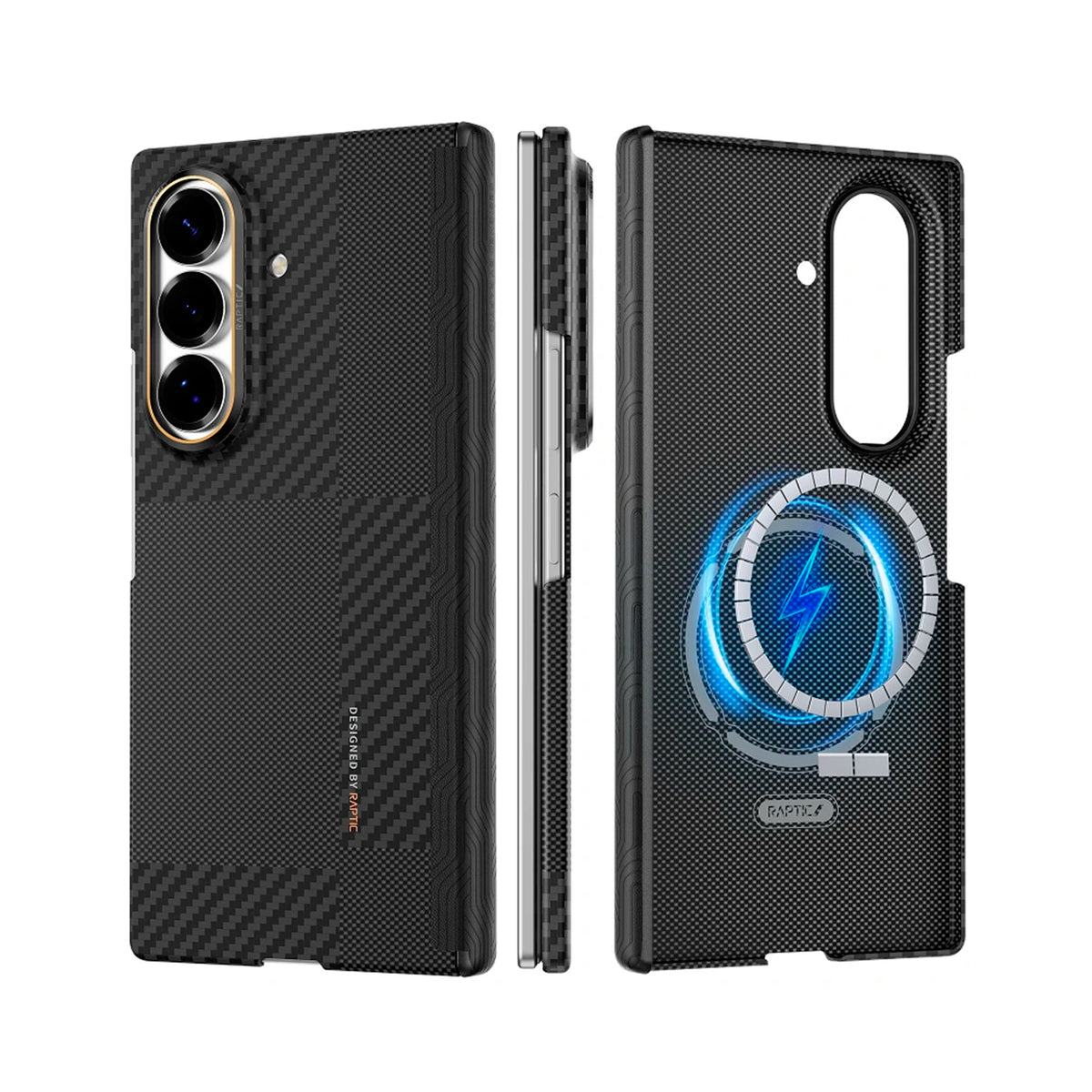 RAPTIC Funda Skin-Pro de Fibra de Aramida para Galaxy Z Fold 8 Ultra con Anillo Magnético, Mondrian