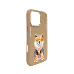 NIMMY Friends Funda Shiba Inu Glasses Series para iPhone 16 Pro, 3D Bordada Marrón