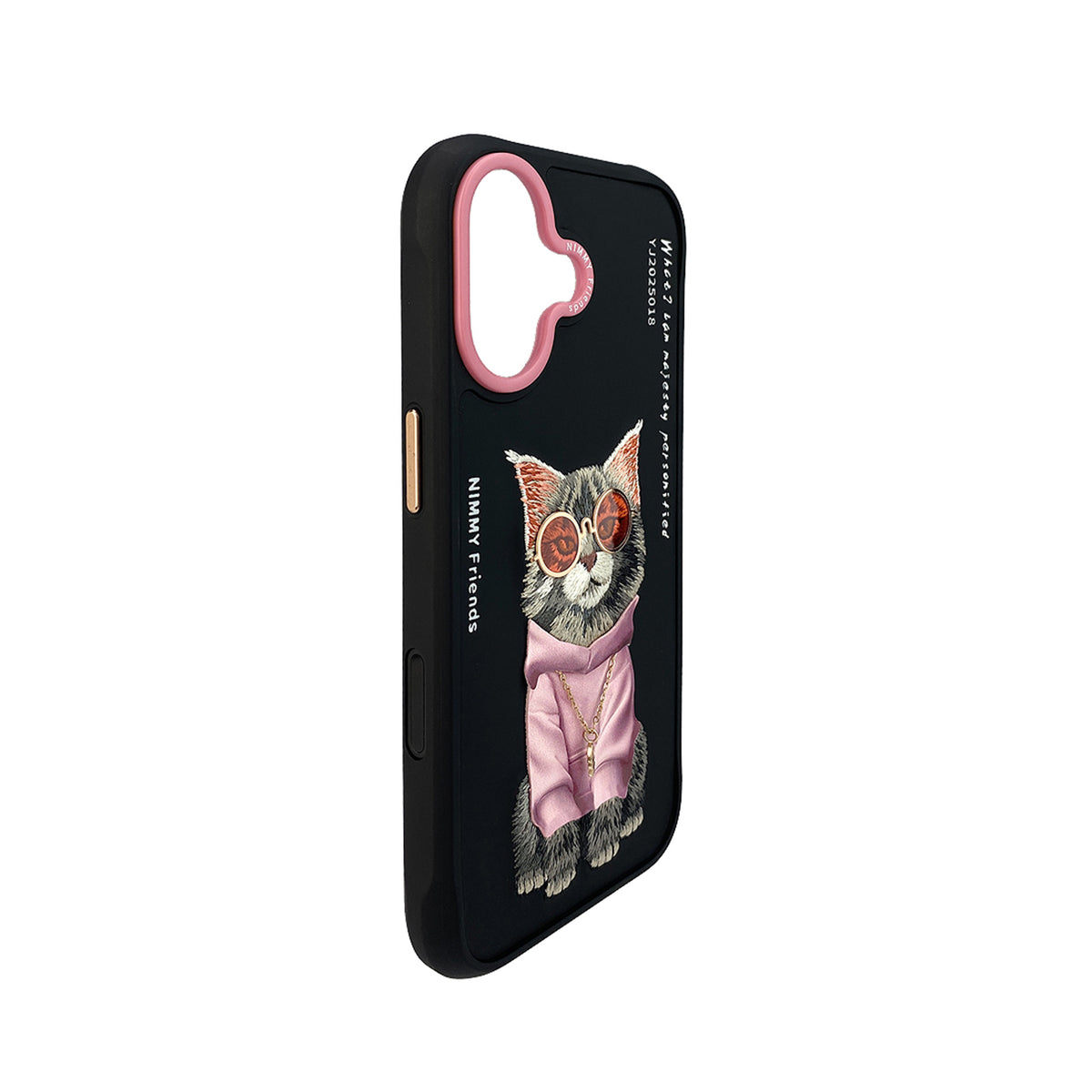 NIMMY Friends Funda Maine Glasses Series para iPhone 16, 3D Bordada Negro