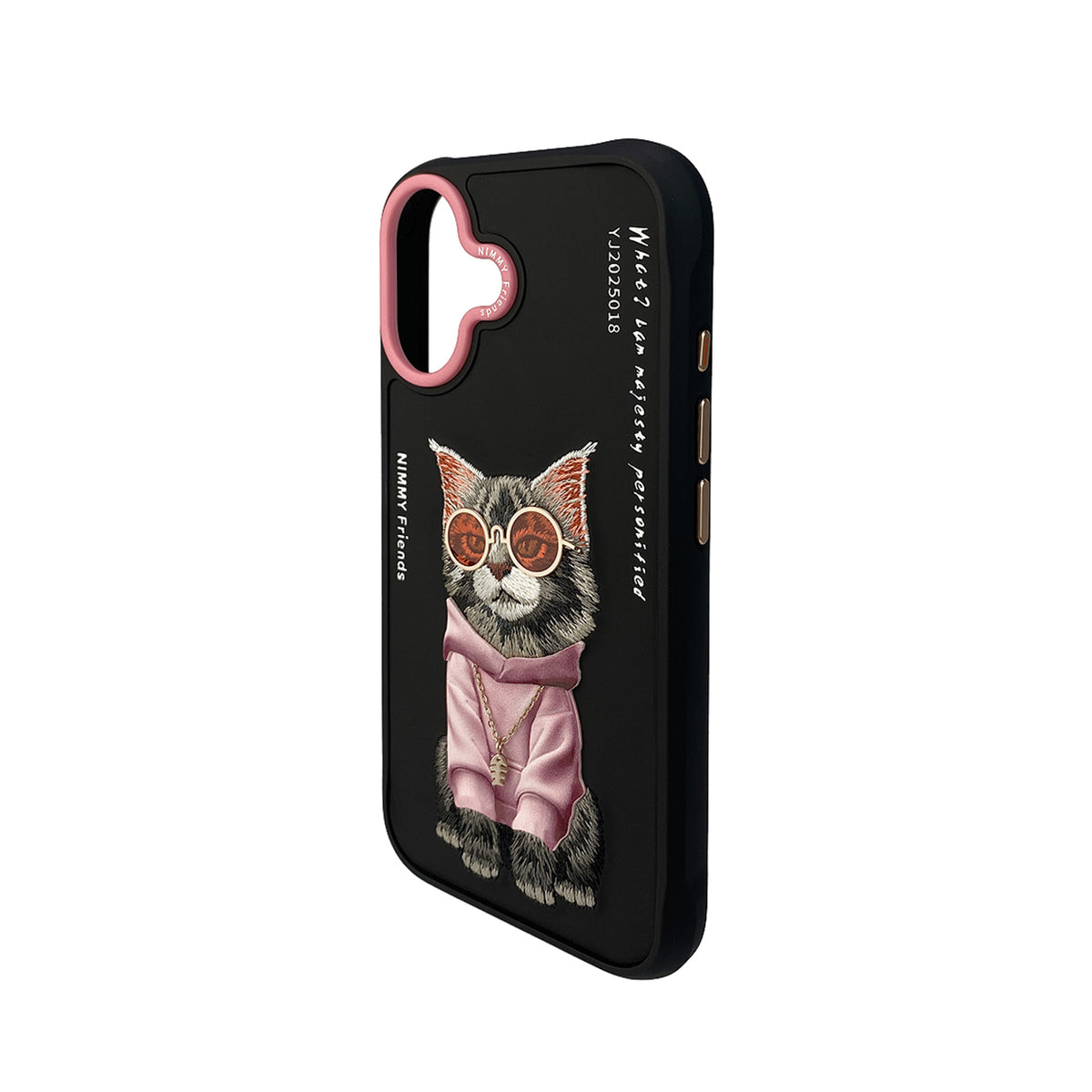 NIMMY Friends Funda Maine Glasses Series para iPhone 16, 3D Bordada Negro