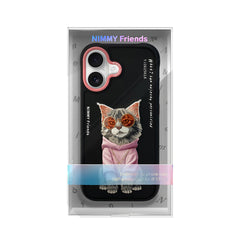 NIMMY Friends Funda Maine Glasses Series para iPhone 16, 3D Bordada Negro