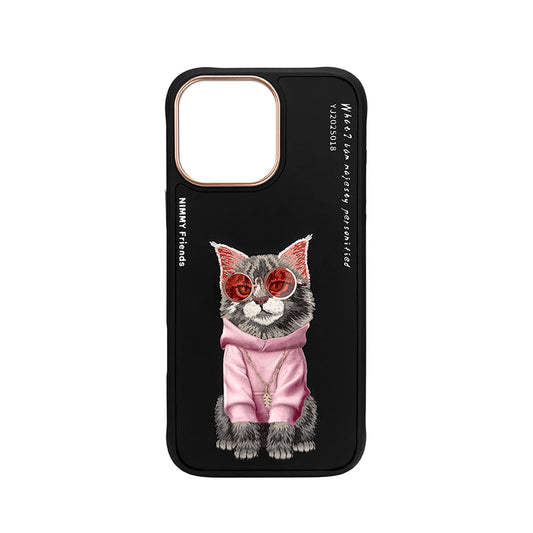 NIMMY Friends Funda Maine Glasses Series para iPhone 16 Pro, 3D Bordada Negro
