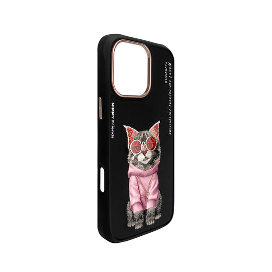 NIMMY Friends Funda Maine Glasses Series para iPhone 16 Pro Max, 3D Bordada Negro