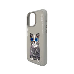 NIMMY Friends Funda Border Collie Glasses Series para iPhone 16 Pro Max, 3D Bordada Gris