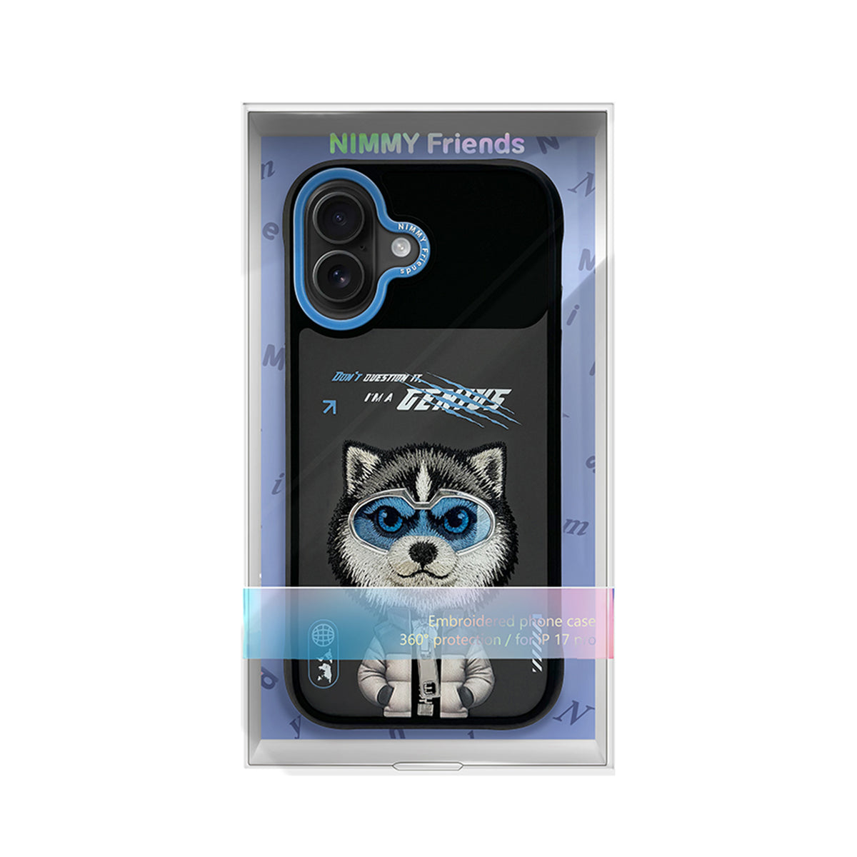 NIMMY Friends Funda Husky Cool & Cute 2.0 para iPhone 16, 3D Bordada