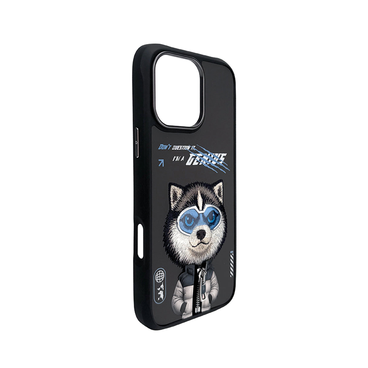 NIMMY Friends Funda Husky Cool & Cute 2.0 para iPhone 16 Pro, 3D Bordada
