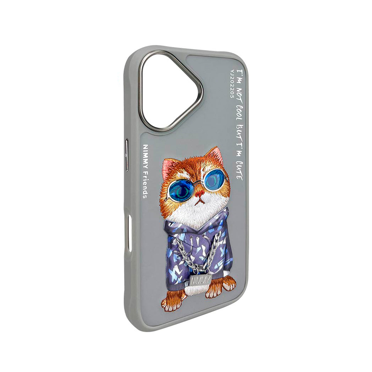 NIMMY Friends Funda Little Hipster Man Glasses Series para iPhone 17, 3D Bordada Gris
