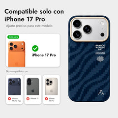 AIRITY Funda de Fibra de Aramida con Tejido de Bambú para iPhone 17 Pro Compatible con MagSafe, Ink Blue