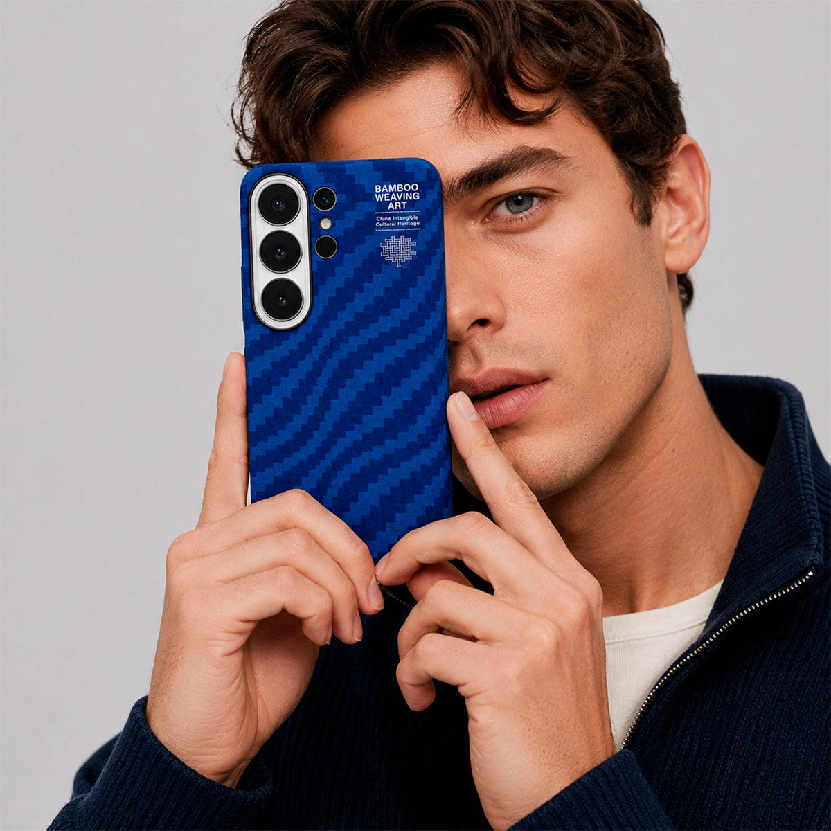 AIRITY Funda de Fibra de Aramida con Tejido de Bambú para Galaxy S26 Ultra con Anillo Magnético, Ink Blue