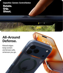 TORRAS Case for iPhone 17 Pro Max – Compatible with MagSafe and Ostand Q3 Air Rotating Kickstand, Navy Blue, Protection and Precise Fit