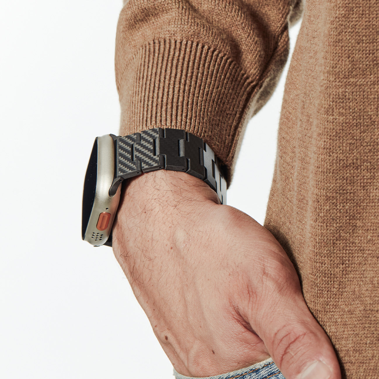 PITAKA Strap for Apple Watch – Carbon Fiber Modern Style Bracelet Black/Grey Twill, Lightweight Design and Comfortable Fit