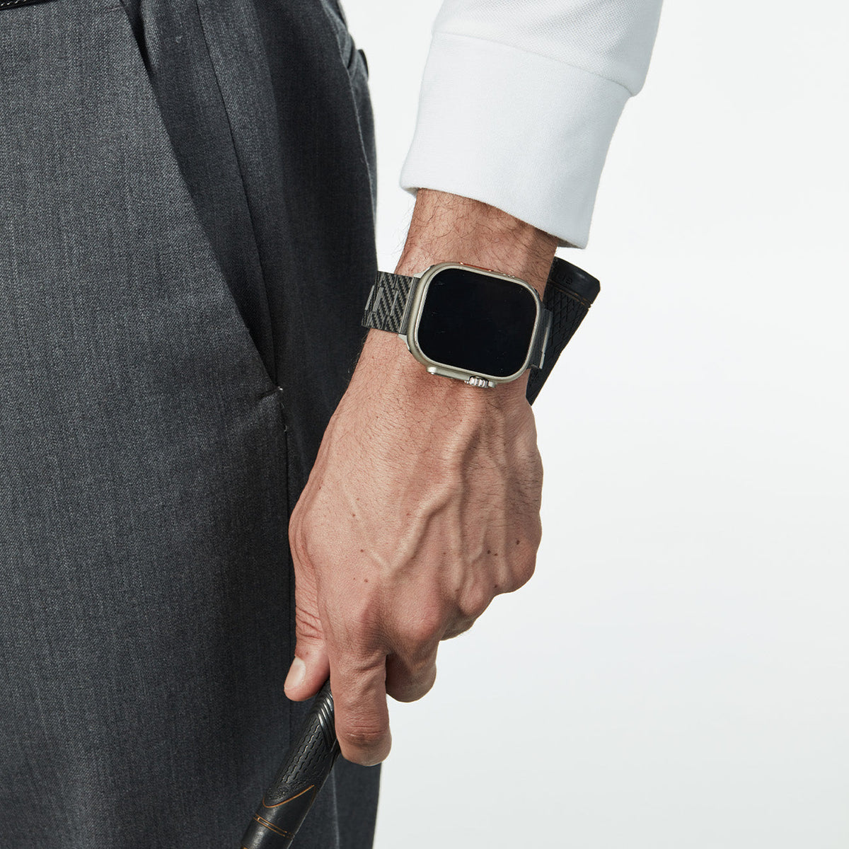 PITAKA Strap for Apple Watch – Carbon Fiber Modern Style Bracelet Black/Grey Twill, Lightweight Design and Comfortable Fit