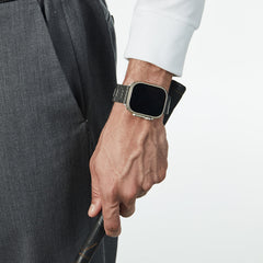 PITAKA Correa para Apple Watch – Pulsera de Fibra de Carbono Estilo Moderno Negro/Gris Twill, Diseño Ligero y Ajuste Cómodo