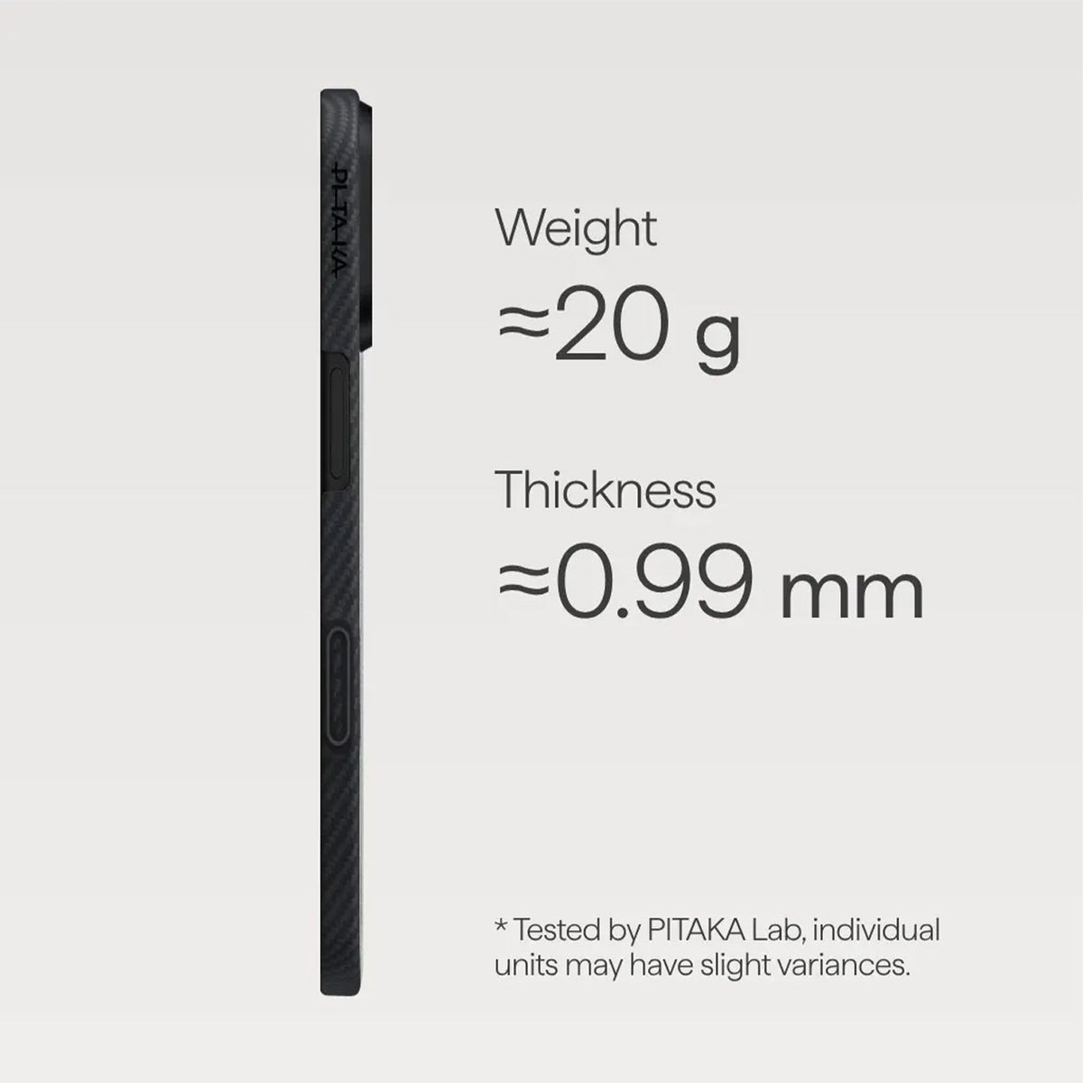 PITAKA Funda Ultra Fina de Fibra de Aramida para iPhone 17 Compatible con MagSafe, Negro/Gris