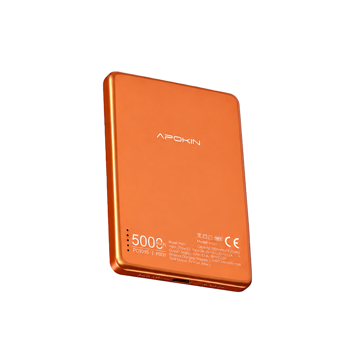 APOKIN Power Bank Magnética 5000mAh Compatible con MagSafe, Naranja