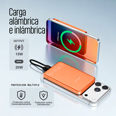 APOKIN Power Bank Magnética 5000mAh Compatible con MagSafe, Naranja
