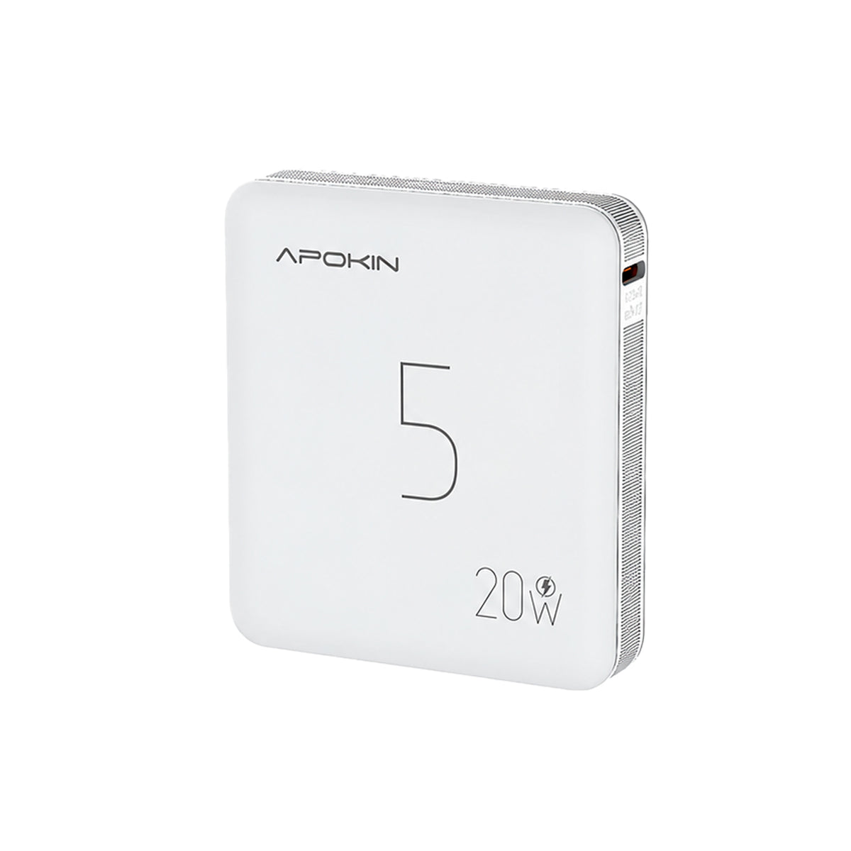APOKIN Power Bank 5000mAh 20W con Carga Rápida, Blanco