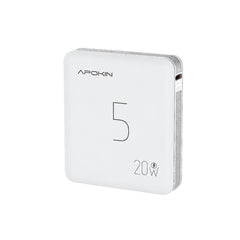 APOKIN Power Bank 5000mAh 20W con Carga Rápida, Blanco